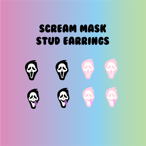 Scream (SCARY MOVIE VERSION) Ghost Face Stud Earrings