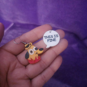 SMALL Meme Dog Chaos Acrylic Drop Earrings – Fire Room Inspired