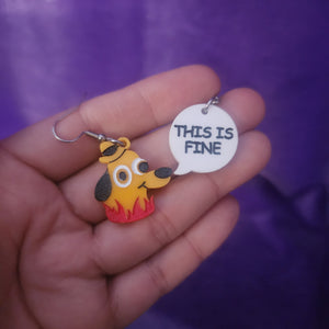SMALL Meme Dog Chaos Acrylic Drop Earrings – Fire Room Inspired
