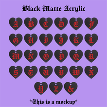 BLACK AND RED HEART LETTER CHARMS