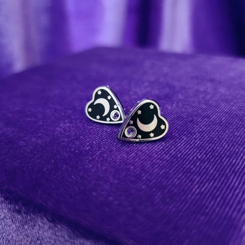 ENAMEL OUIJA PLANCHETTE STUD EARRINGS