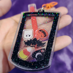 Glittery Halloween Boba Shaker Keychain