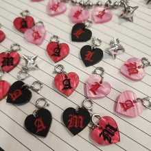 BLACK AND RED HEART LETTER CHARMS