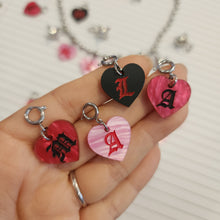 BLACK AND RED HEART LETTER CHARMS