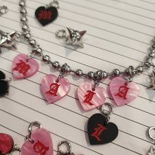BLACK AND RED HEART LETTER CHARMS