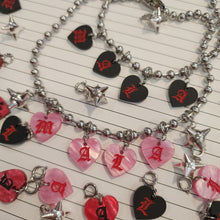 BLACK AND RED HEART LETTER CHARMS