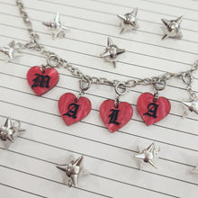 BLACK AND RED HEART LETTER CHARMS