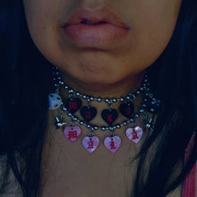 BLACK AND RED HEART LETTER CHARMS