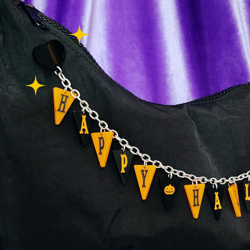 HAPPY HALLOWEEN PENANT CHARM PURSE CHAIN