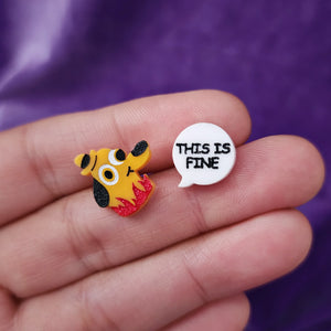 Meme Dog Chaos Acrylic Stud Earrings – Fire Room Inspired
