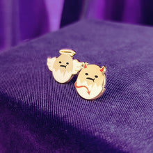 ANGEL AND DEVIL EGG ENAMEL STUD EARRINGS