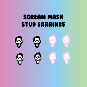 Scream (SCARY MOVIE VERSION) Ghost Face Stud Earrings