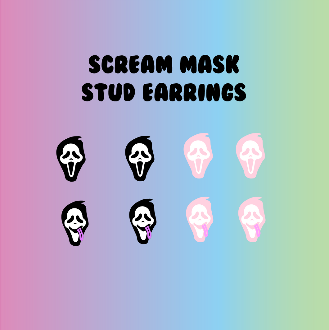 Scream Ghost Face Stud Earrings