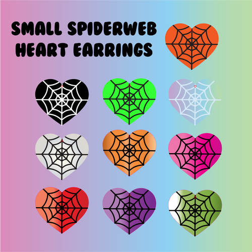 Small Spiderweb Heart Earrings - Mirror Acrylic