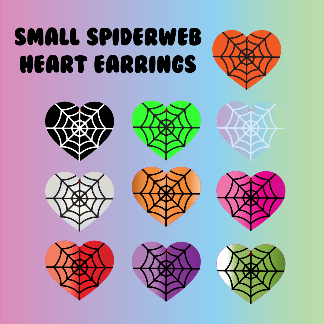 Small Spiderweb Heart Earrings - Mirror Acrylic