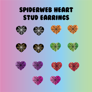 Spiderweb Heart Stud Earrings