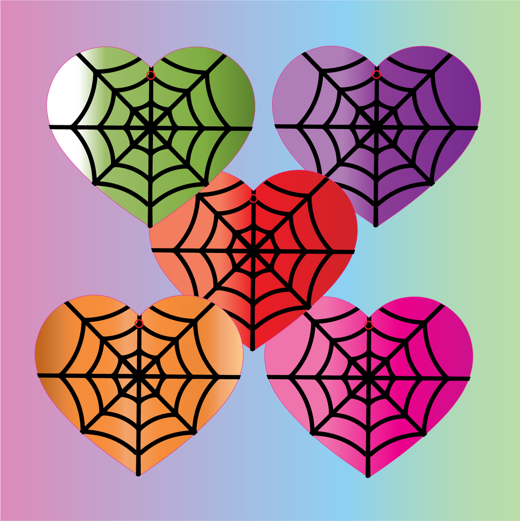 Spiderweb Heart Mirror Acrylic Earrings