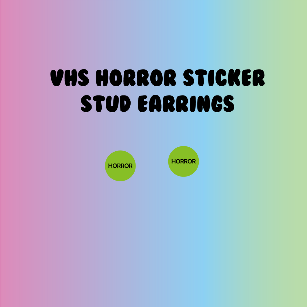 Horror VHS Sticker Stud Earrings