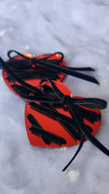 Ribbon Lace Up Heart Earrings - Mirror Acrylic