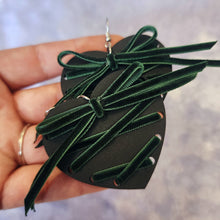 Ribbon Lace Up Heart Earrings - Fall Colors