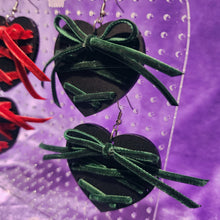 Ribbon Lace Up Heart Earrings - Fall Colors