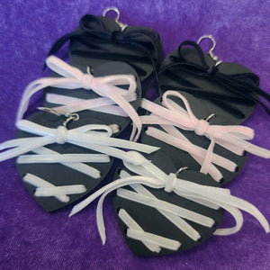 Ribbon Lace Up Heart Earrings