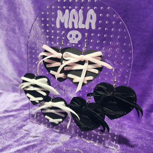 Ribbon Lace Up Heart Earrings