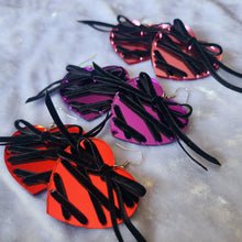 Ribbon Lace Up Heart Earrings - Mirror Acrylic