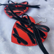 Ribbon Lace Up Heart Earrings - Mirror Acrylic