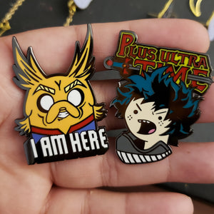 My Hero Academia x Adventure Time mash up pins