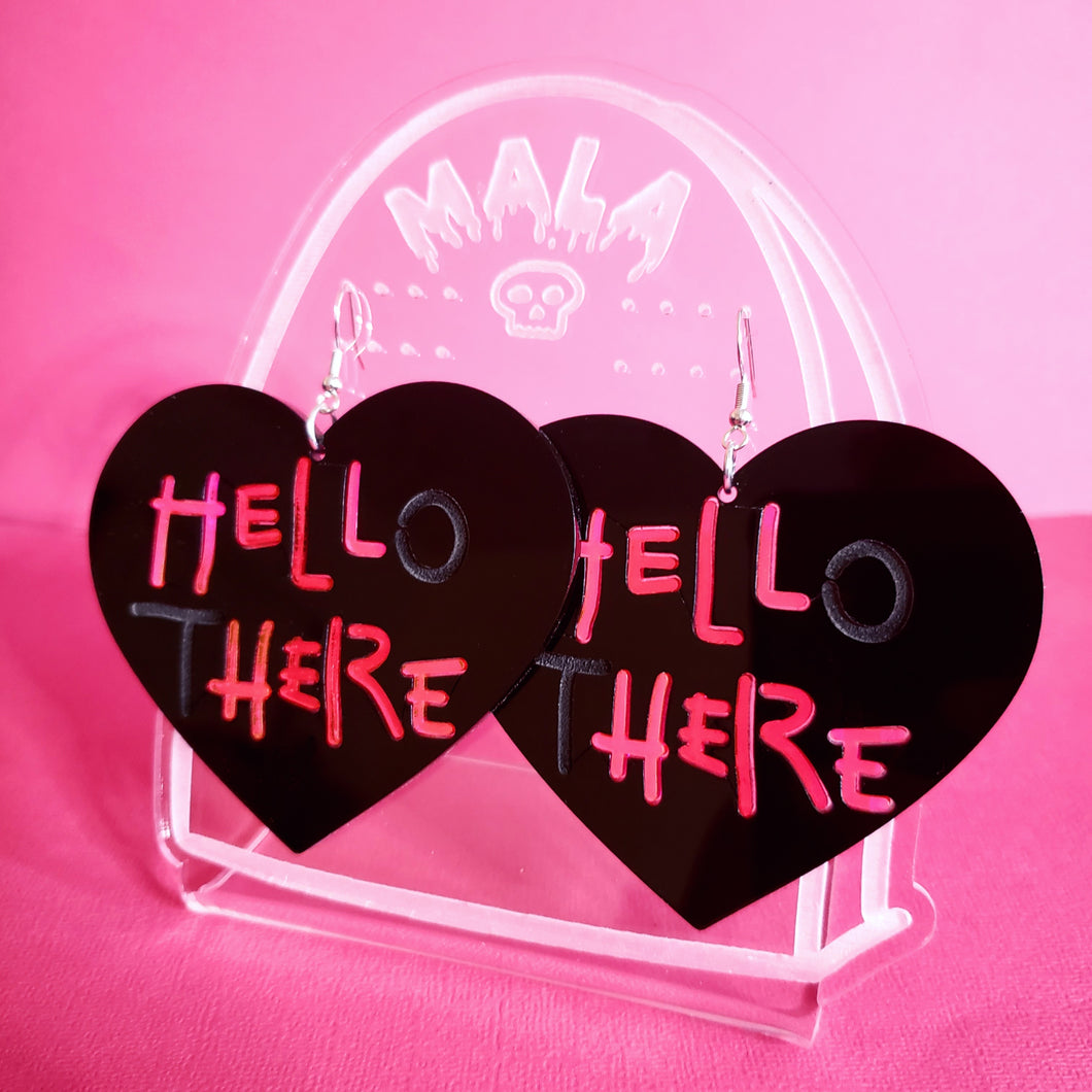 HELL HERE - Catwoman Statement Heart Earrings (BLACK)