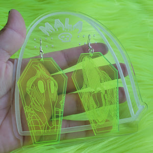 Beetlejuice Barbara and Adam Earrings - Neon and Holographic
