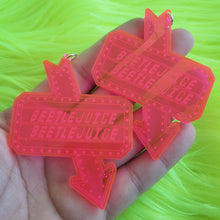Beetlejuice Sign Earrings - Neon and Holographic