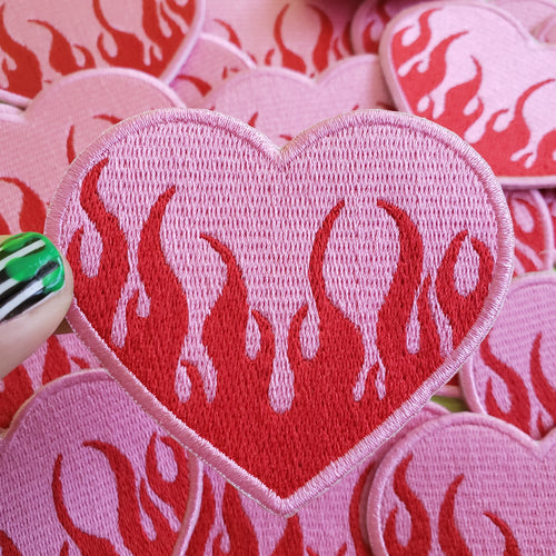 Flame Heart Patch - Pink/Red