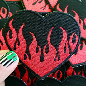 Flame Heart Patch - Black/Red
