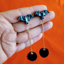 Bat Poof Earrings - Black