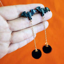 Bat Poof Earrings - Black