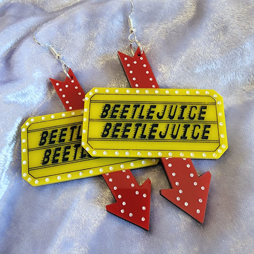 Beetlejuice Sign Acrylic Earrings
