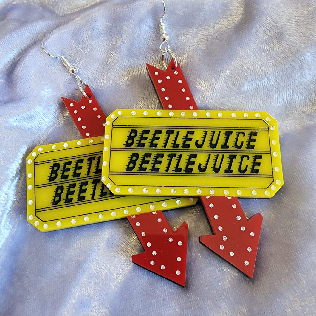 Beetlejuice Sign Acrylic Earrings