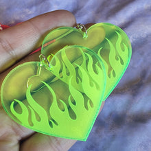 Neon Heart Flame Earrings