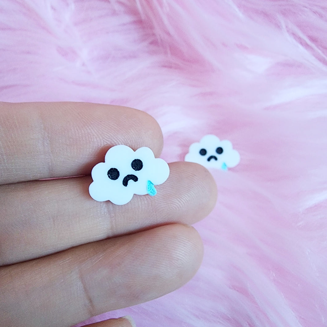 Sad Cloud Stud Earrings