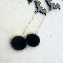 Bat Poof Earrings - Black