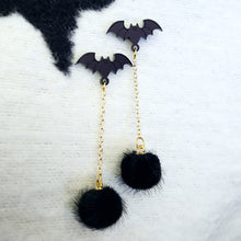 Bat Poof Earrings - Black