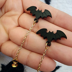 Bat Poof Earrings - Black