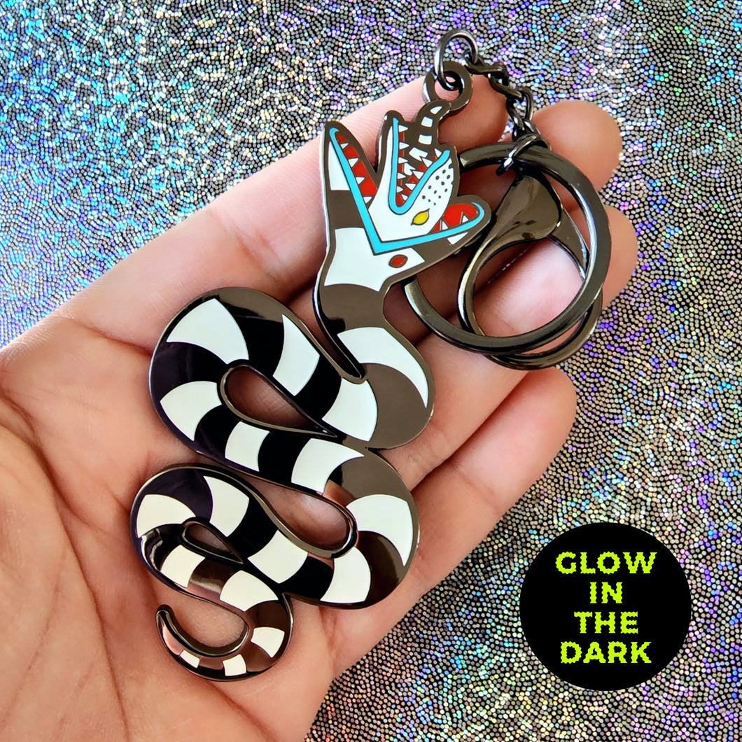 Beetlejuice Sandworm Glow in the dark enamel Keychain