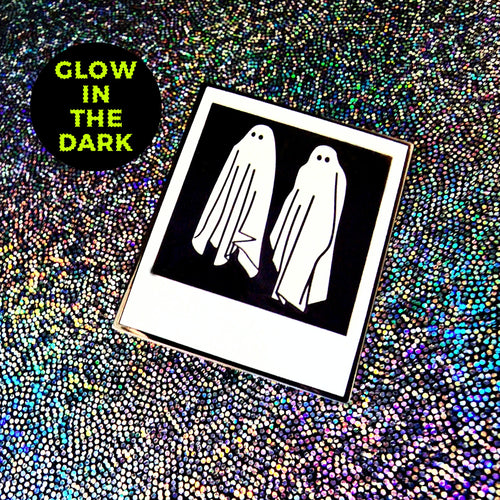 Beetlejuice Ghost Polaroid enamel Pin - Glow in the dark